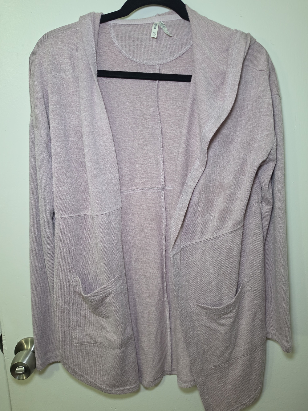 Mudd Lavender Open-Front Hooded Cardigan